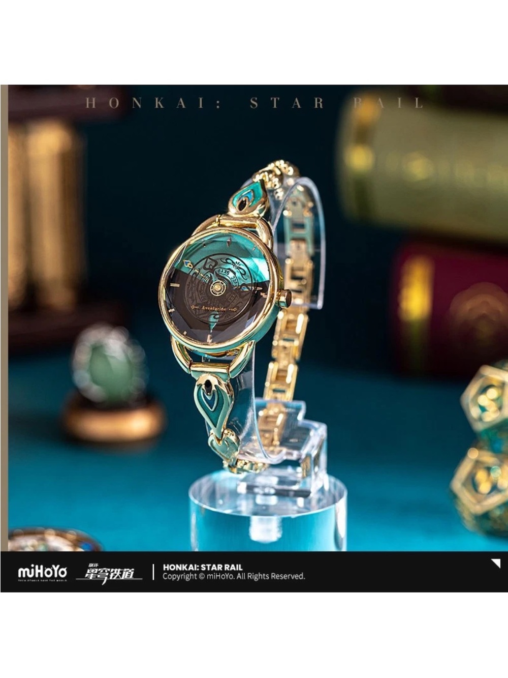 MiHoYo Official Honkai : Star Rail Aventurine Wrist Watch with a Milanese Strap